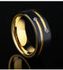 Men's 8mm Tungsten Black Gold Groove Line CZ Comfort-Fit Wedding Band